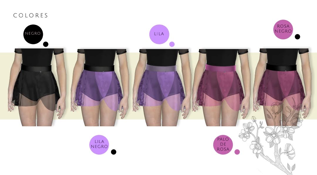 Falda Cerezo Lila / Negro